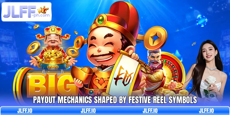 Payout mechanics shaped by festive reel symbols
