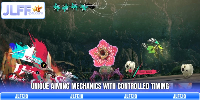 Unique aiming mechanics with controlled timing